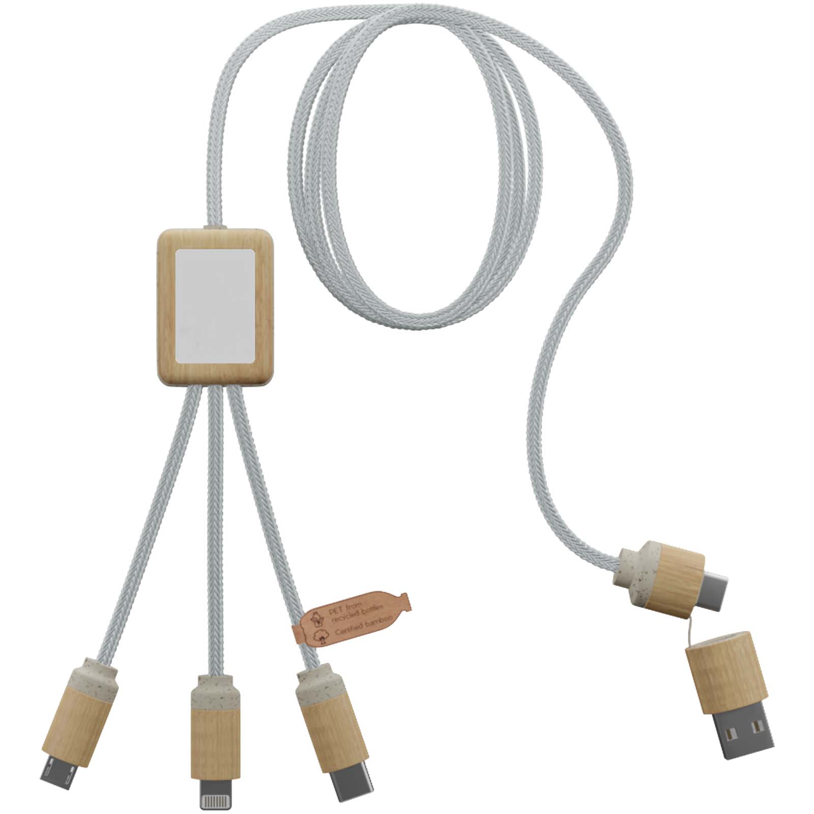 USB-C kabel, Ladekabel, Mehrfachanschluss, Holz-Adapter, Metallisch, Kabel-Organizer
