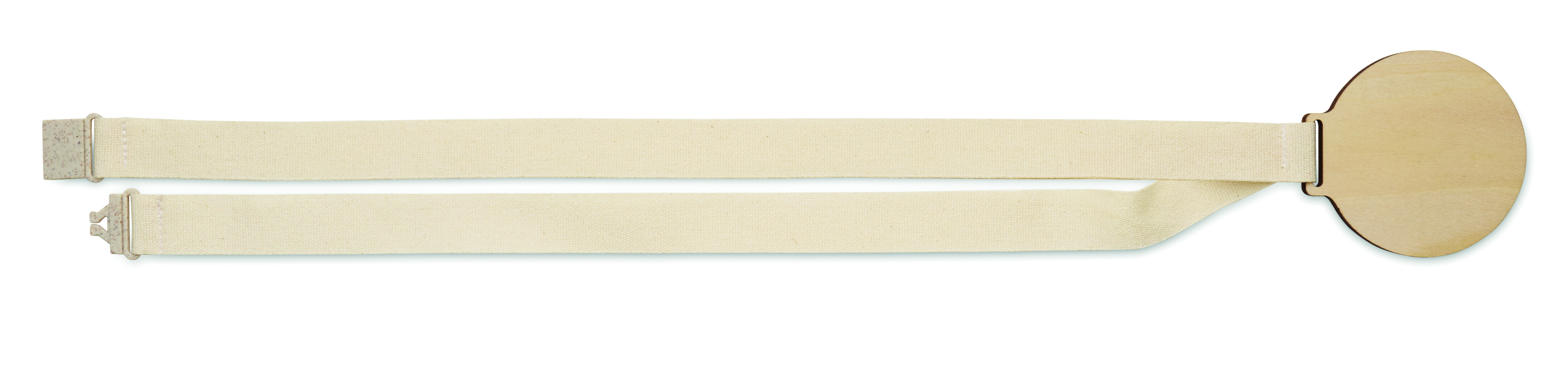 Canvas-Riemen, runder Holzanhänger, Beige, verstellbares Band, Schlaufenschnalle